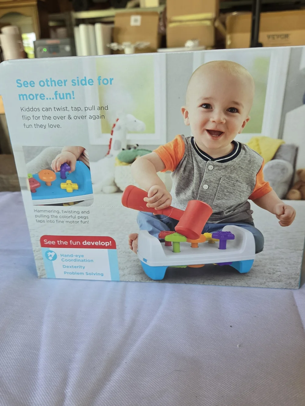 Fisher-Price Red Tap & Turn Bench - Colorful Pegs Toy